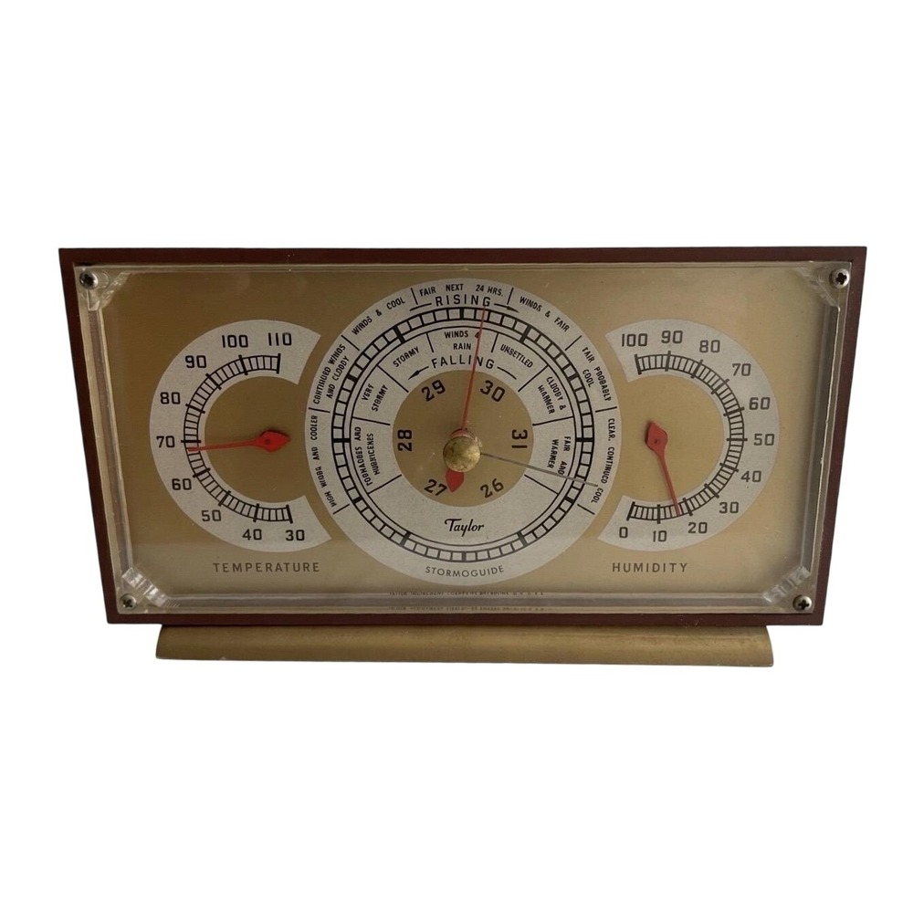 Vtg Taylor Stormoguide Desktop Weather Station Barometer Thermometer Collectoble